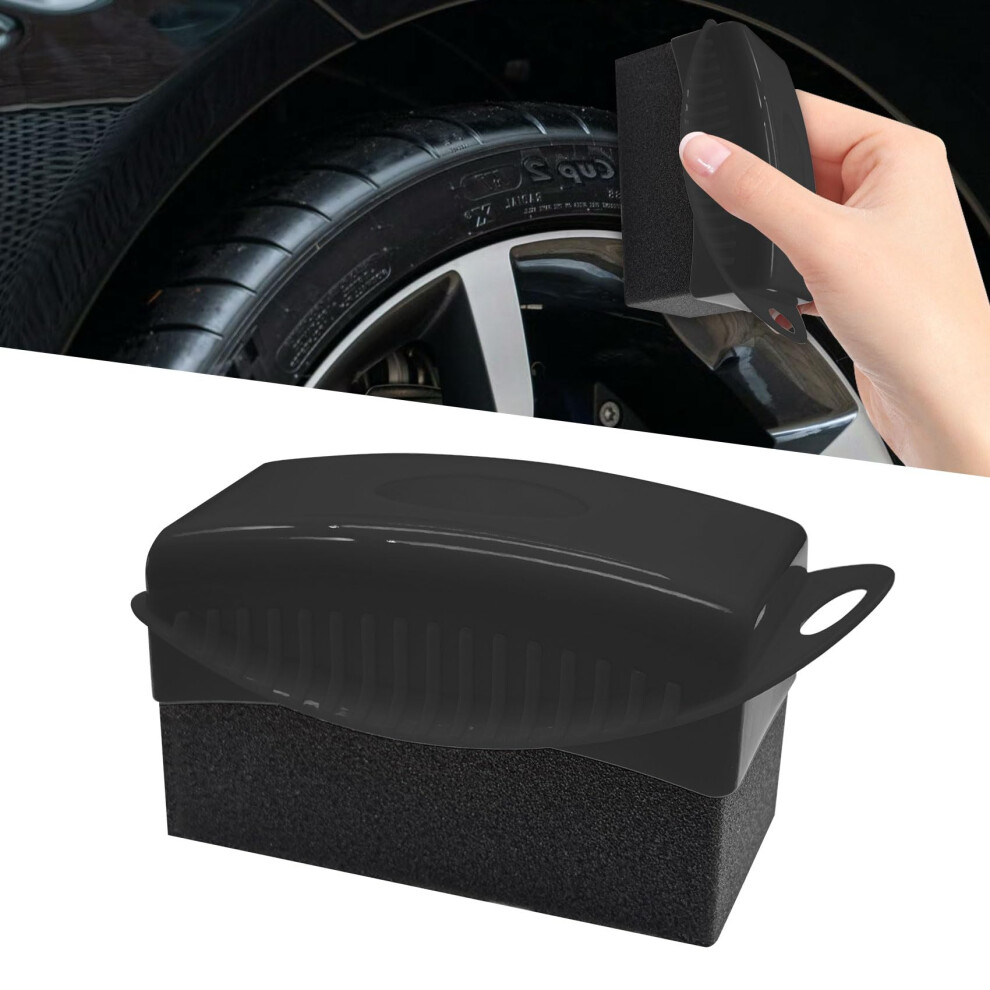 Tire Dressing Applicator Reusable Foam Wheel Detailing Sponge With Lid For Vehicle Waxing Polishing Cleaning Black 9339159521434