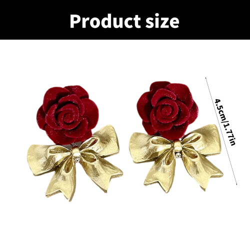 Boucles d'oreilles artisanales élégantes à nœud papillon Rose, 2