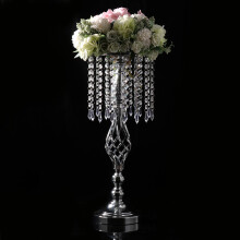Tall Flower Holders for Weddings, Special Events, Home Decoration Table Centerpieces, Elegant Crystal Flower Stands (1PC, Silver)