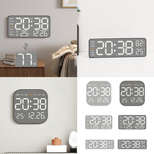 Metal Digital Alarm Clock with Snoozes-White shell 5515 2