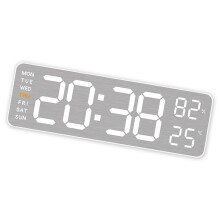 Metal LED Display Alarm Clock Featurings Date-White shell 5513