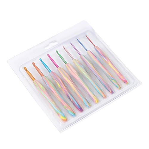 9 Stück 2 mm-6 mm ergonomische Häkelnadel,-Regenbogenhäkeln