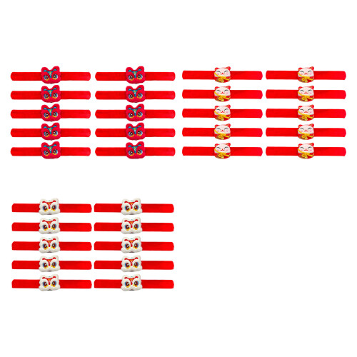 10pcs/Pack Slap Bracelets Soft Fabric Adjustable Size-red lion 1