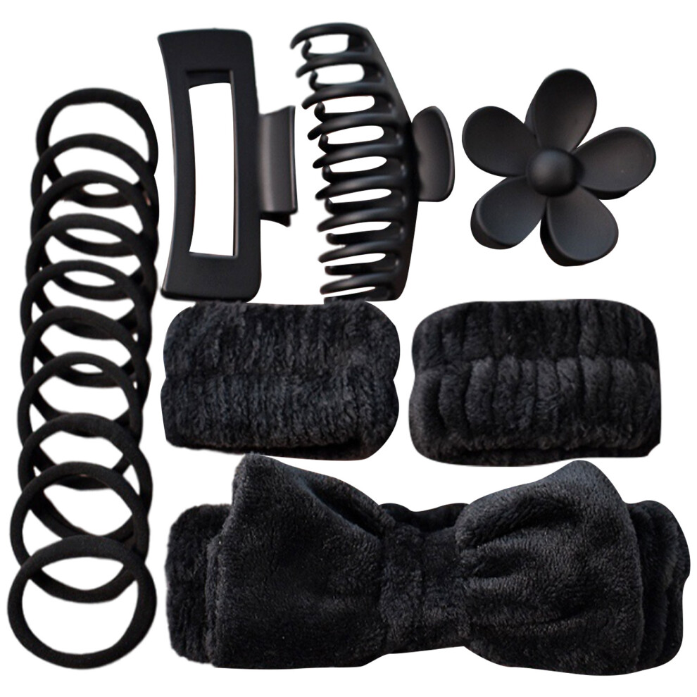 Black Absorbent Bowknot Headband With Wristbands Ornament For