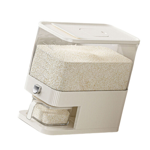Cereal Storage Box Plastic Large Clear Pressed-10 Pounds White