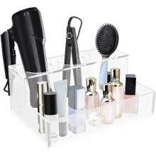 Stylish Acrylic Hair Dryer Holder with 3 Cups Bathroom-Clear