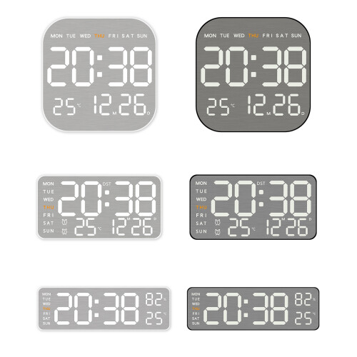 Metal Digital Alarm Clock with Type C Power-White shell 5516 1
