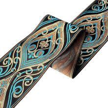 4.9yard Emobridered Ribbon for Sewing Crafting-Blue 8cm