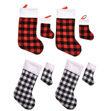 8 stks/set kerstkousen geruite kerstsok decoratie cadeau