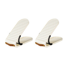 2 Pieces Shoe Organizers Set Adjustable Sturdy-Cream White