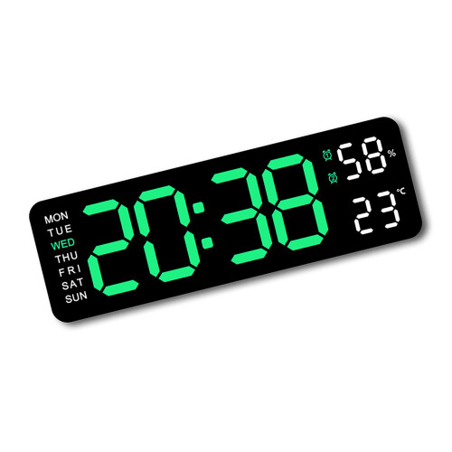 Large Digital LED Wall Clock with Temperature Week Date- E