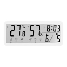 Horloge numérique LCD avec affichage de la température,-Blanc