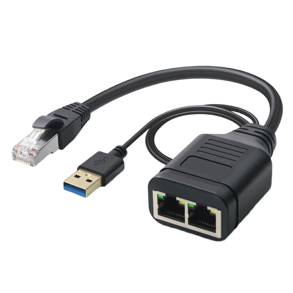 Usb Power Lan Ethernet Splitter For-Male To Dual Port 1000Mbps 7704000278652