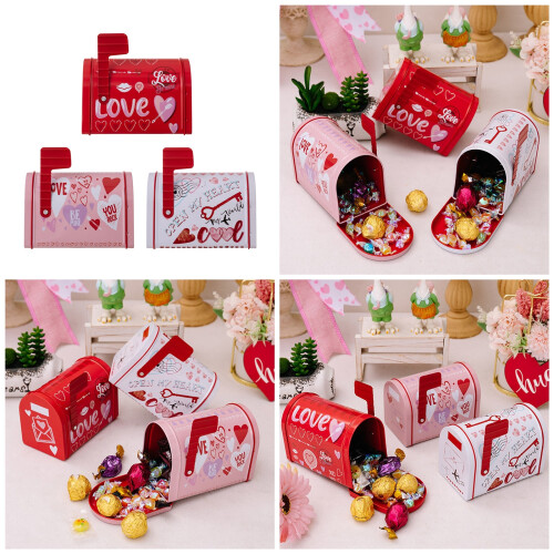 3Pcs Stable Christmas Tin Mailboxes Gifts Containers For Snacks 1