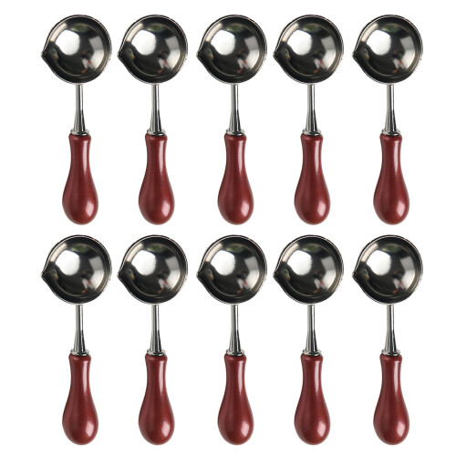 Cuillère à sceller en métal, 10x/ensemble,-Main bulle bordeaux