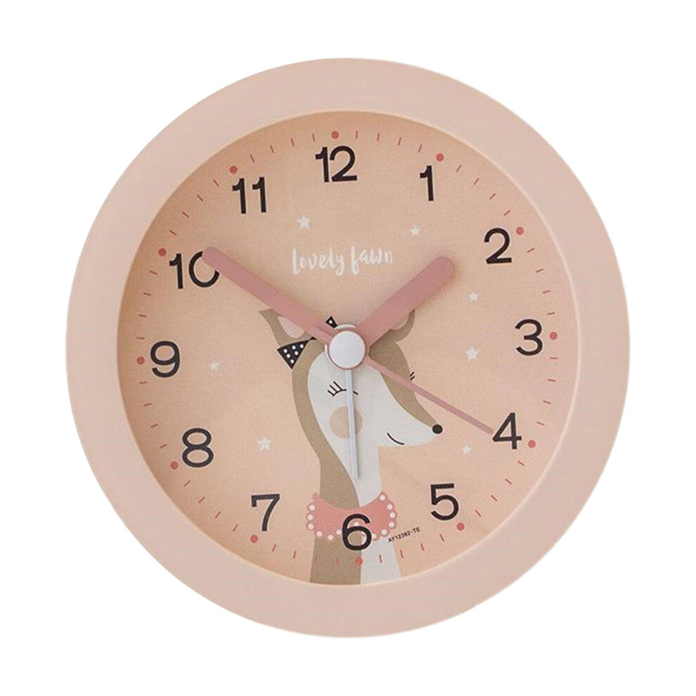 Pink Child Friendly Alarm Clock With Soft Nightlight For- Deer