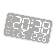 Metalen LED-displaywekker met datum en tijd-Witte schaal 5515