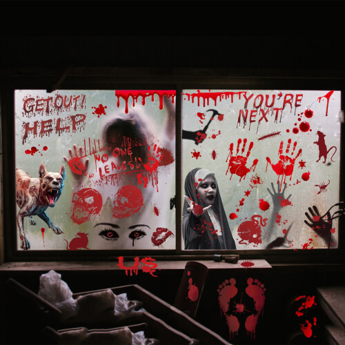 Τρομακτικές διακοσμήσεις για πάρτι Halloween, εύκολη αφαίρεση, αιματηρή διακόσμηση 2