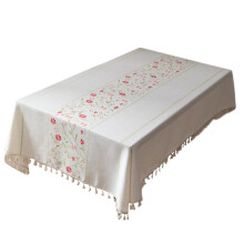 Freshes Floral Linen Tablecloth Tassels Edge-small floral 140CM