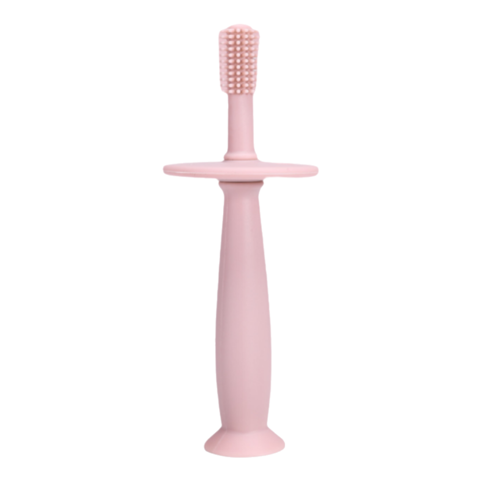Soft Silicone Baby Toothbrush, 360 Degree Cleaning for 6 Months To 4 Years Old with Anti-Choking Shield, Detachable Throat Baffle Suction Cup Design F