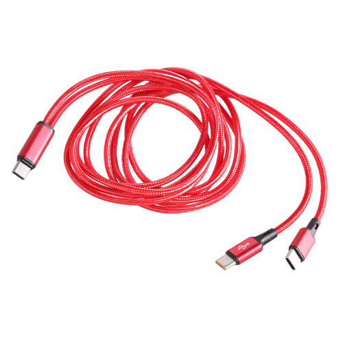 Adaptateur de charge USB C vers 2 USB C mâle,-1,2 m Rouge