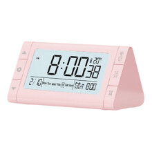 LED-Uhr aus Kunststoff mit geräuschloser Temperaturanzeige-Rosa