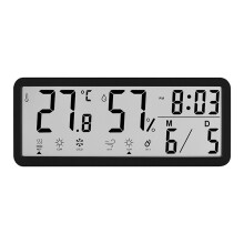 LCD-Digitaluhr mit Temperaturanzeige, batteriebetriebene-Schwarz
