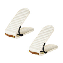 Pack of 2 Adjustable Shoe Organizers with Sturdy-Cream White