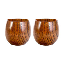Set van 2 houten drinkbekers met comfortabele grip en plat-B