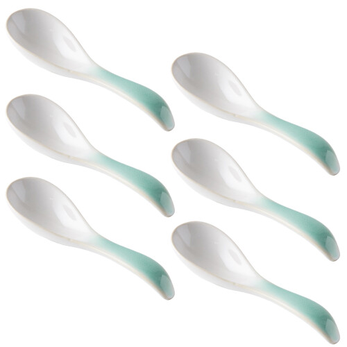 6 Pack Ceramic Soup Spoons With Comfort Ergonomic Handle-C