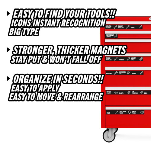 80Pcs Reusable Toolbox Magnetic Labels Set For Workshops-Black 2