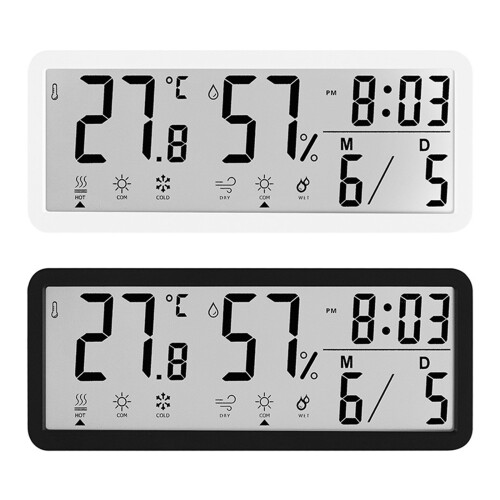 LCD Digital Wall Clock Battery Operated with Date-Black 1