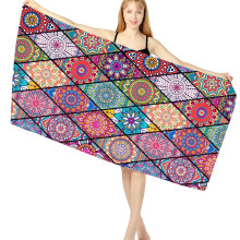 Schnelltrocknendes Strandtuch aus Mikrofaser, Boho-Blumenmuster, vielseitig einsetzbar, ultraweiches Mikrofleece, sandabweisendes, schnelltrocknendes