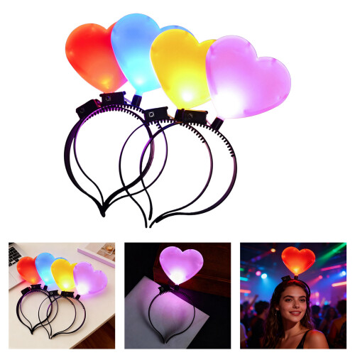 4Pcs LED Heart Headbands For Themed Parties Constructed With 1
