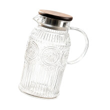 Retro Styles Glass Water Jugs Feature Sun Design-wooden cover