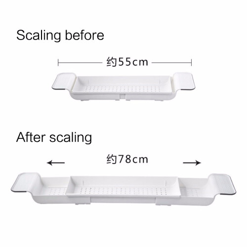 Versatile Use, Expandable Bathtub Caddy, Luxury Spa Experience, White/Black, Durable ABS Material, Adjustable Storage Rack With Non-slip Handles 1