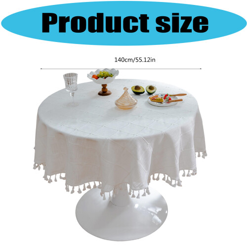Sustainable Round Tablecloth Hard Wearing Polyester Cotton-bg 2
