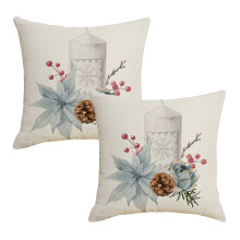 Housses de coussin de Noël d'extérieur, lot de 2, fermeture éclair invisible, décorations de Noël champêtres avec motif sapin de Noël vert