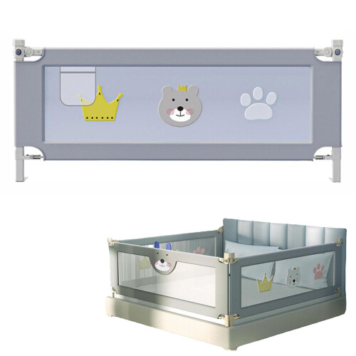 Toddlers Bed Rails Extra Long SwingDown FoldDown Bed Guard With Dear Pattern 1Side 1.2m Fits Twin Full Queen King