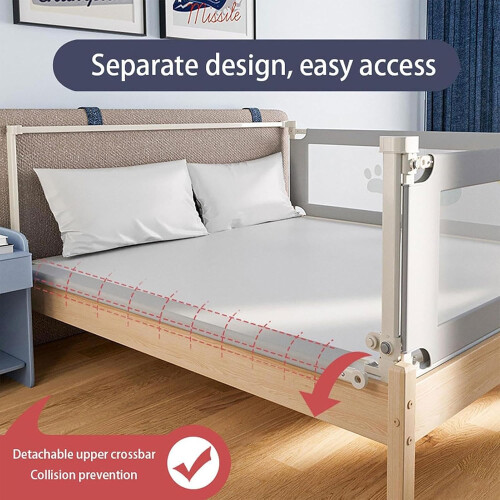 Toddlers Bed Rails Extra Long SwingDown FoldDown Bed Guard With Dear Pattern 1Side 1.2m Fits Twin Full Queen King 2