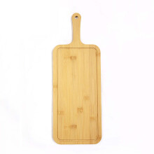 Bamboo Pizza Tray Extended Medium Square 4Pack Natural Bamboo Thickened Cutting Board With Handle And Groove Guides