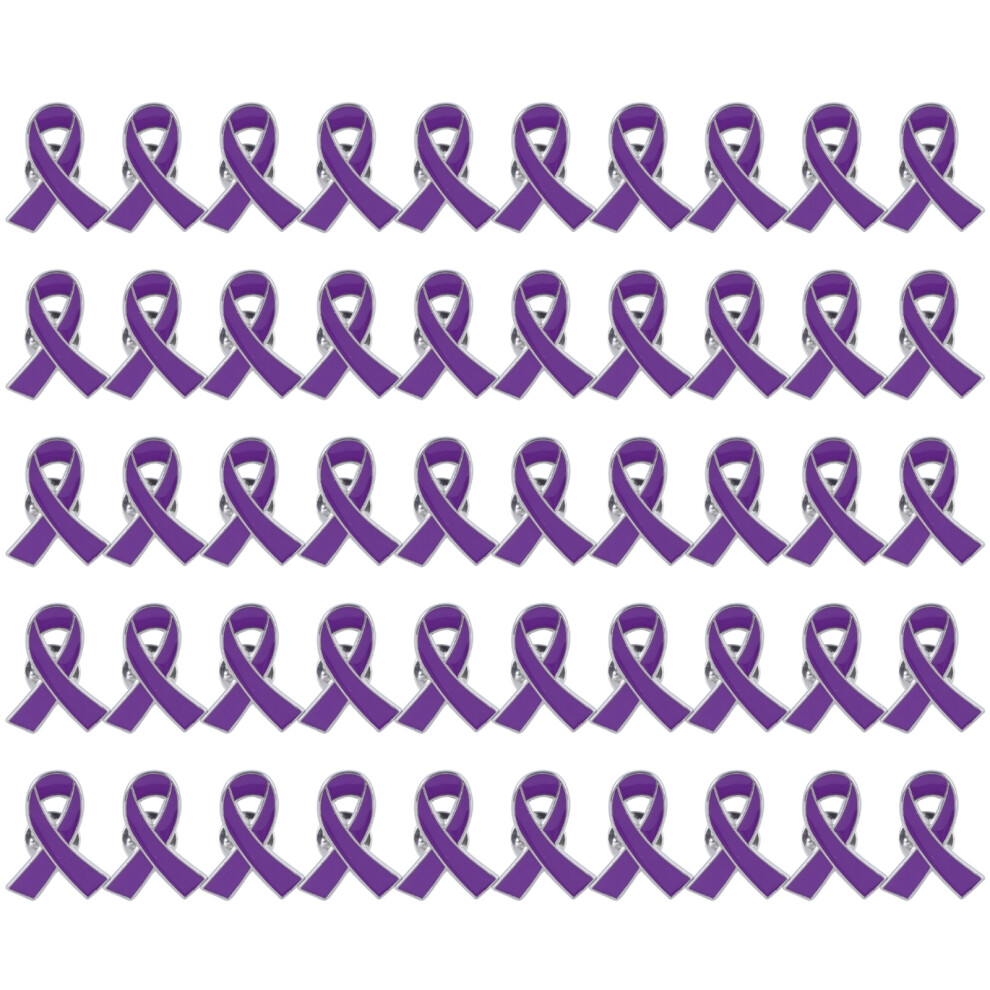 Set Of 50 Awareness Ribbon Enamel Pin Health Cause-Purple