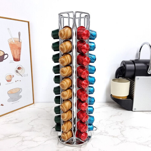 Κομψή θήκη για κάψουλες καφέ συμβατή με Nespresso, εκλεπτυσμένη μεταλλική εμφάνιση με 2