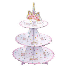 Torre per cupcake a 3 livelli, supporto per dessert in cartone per cupcake arcobaleno, supporto per cupcake riutilizzabile e facile da installare,