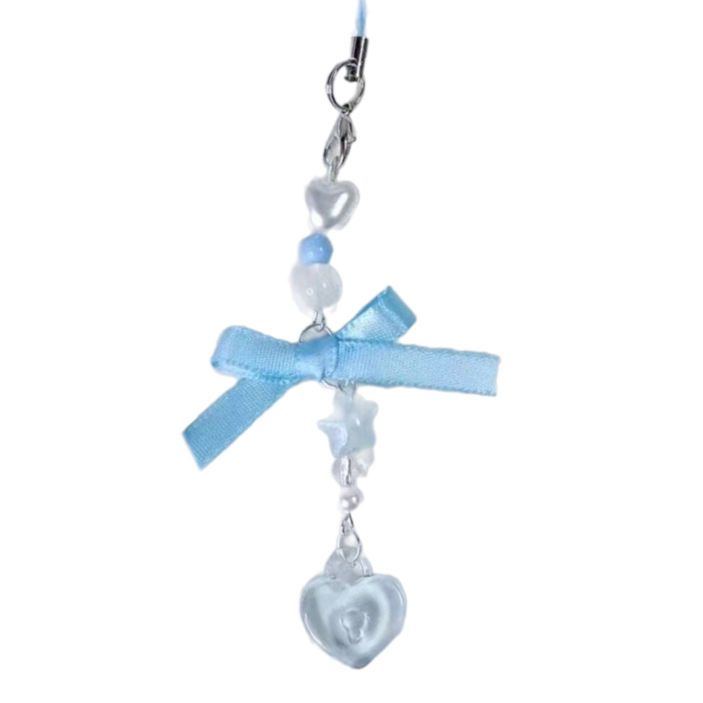 Handcrafted Bowknot Phone Chain Heart Beaded Pendant-Section 3 7704000295093