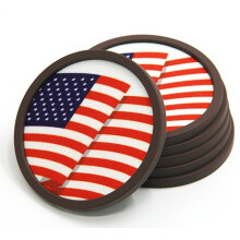 Absorbent Silicone Coasters Stackable Non-Slip American Flag Drink Coasters Decorative Ceramic Stone Coasters Dishwasher Safe For Indoor Outdoor Use (