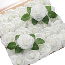 Flores artificiales, rosas artificiales con textura realista para decoración del hogar, 25 ramos de boda versátiles, aspecto real, espuma de látex