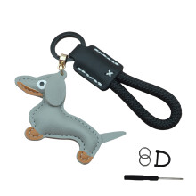Charming Leather Puppy Keychain Lightweight Dachshund Key-3