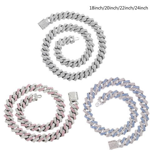 Bling Iced Rhinestones Cuban-blue white diamond 20inch X 50cm 1