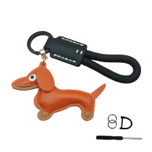 Miniature Dachshund Dog Charm Key Rings in Sturdy Leather for-2